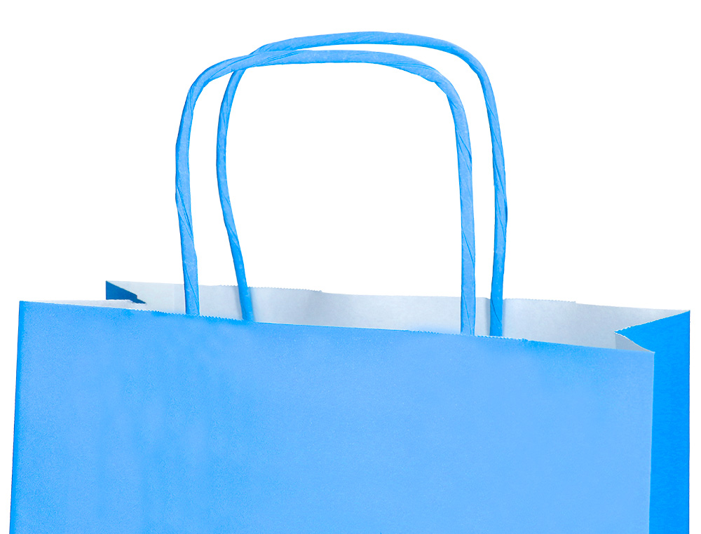 SACO DE PAPEL Q-CONNECT CELULOSE CELESTE S COM ASA TORCIDA 240X320X10 MM
