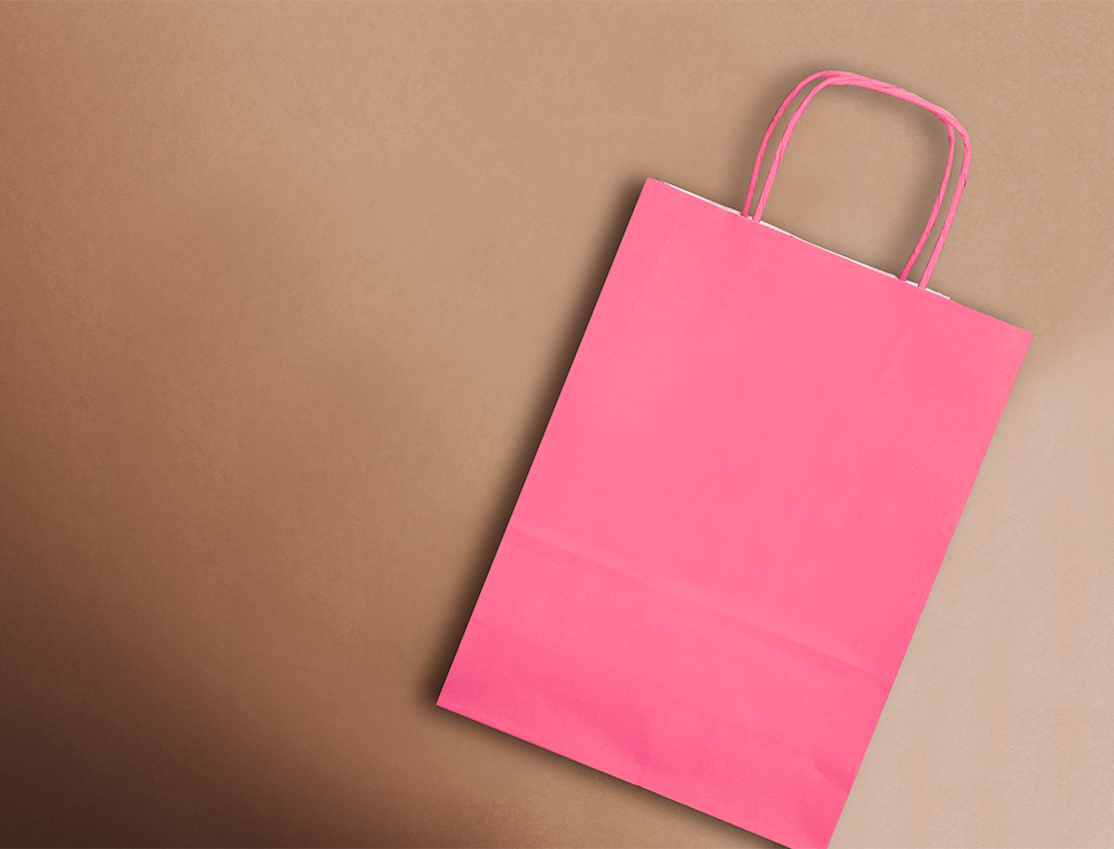 SACO DE PAPEL Q-CONNECT CELULOSE ROSA S COM ASA TORCIDA 240X320X100 MM