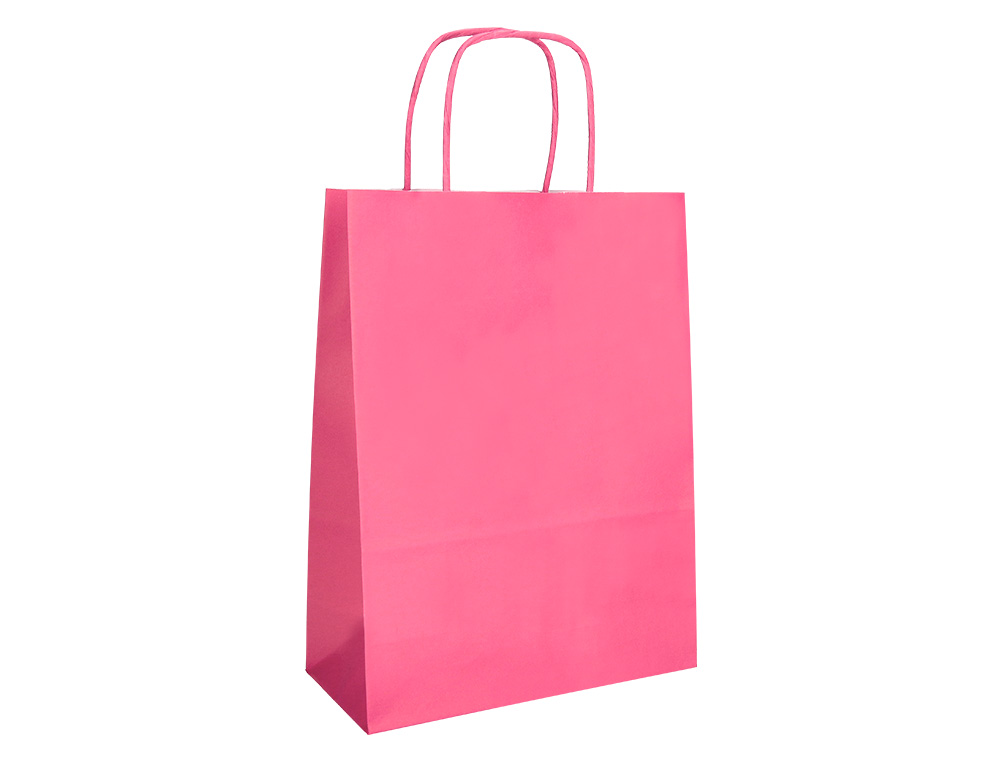 SACO DE PAPEL Q-CONNECT CELULOSE ROSA S COM ASA TORCIDA 240X320X100 MM