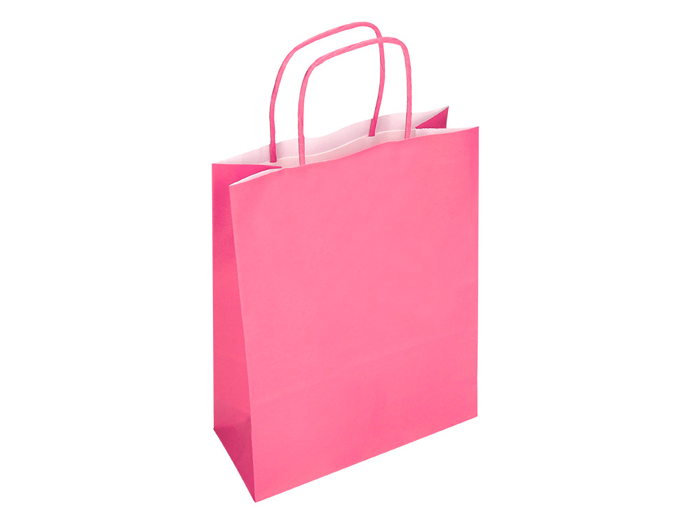 SACO DE PAPEL Q-CONNECT CELULOSE ROSA S COM ASA TORCIDA 240X320X100 MM