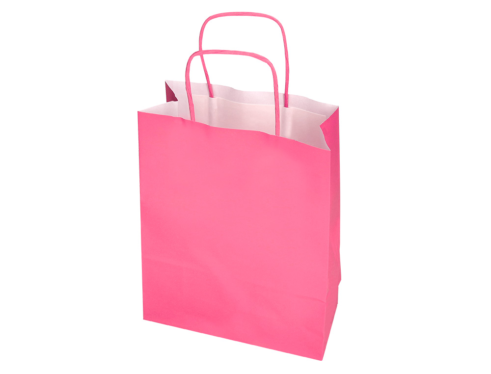 SACO DE PAPEL Q-CONNECT CELULOSE ROSA S COM ASA TORCIDA 240X320X100 MM