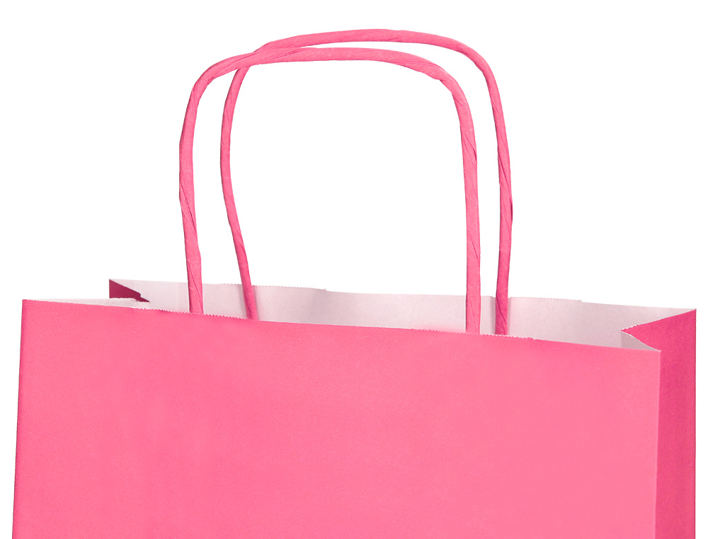 SACO DE PAPEL Q-CONNECT CELULOSE ROSA S COM ASA TORCIDA 240X320X100 MM