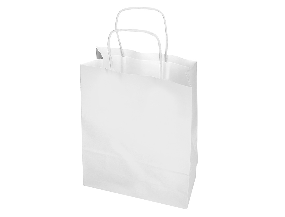 SACO DE PAPEL Q-CONNECT CELULOSE BRANCO M COM ASA TORCIDA 270X370X120 MM