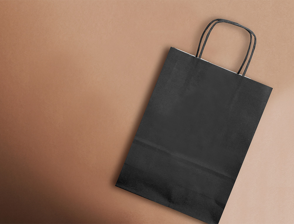 SACO DE PAPEL Q-CONNECT CELULOSE PRETO M COM ASA TORCIDA 270X370X12 MM