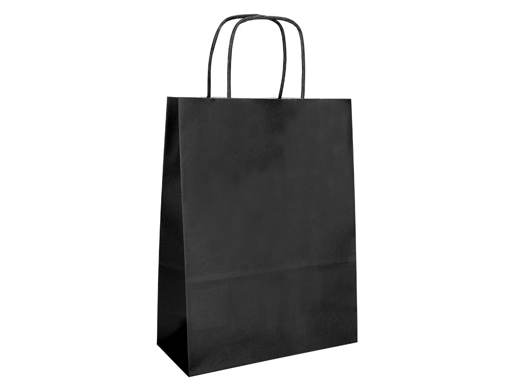 SACO DE PAPEL Q-CONNECT CELULOSE PRETO M COM ASA TORCIDA 270X370X12 MM