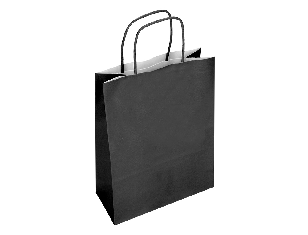 SACO DE PAPEL Q-CONNECT CELULOSE PRETO M COM ASA TORCIDA 270X370X12 MM