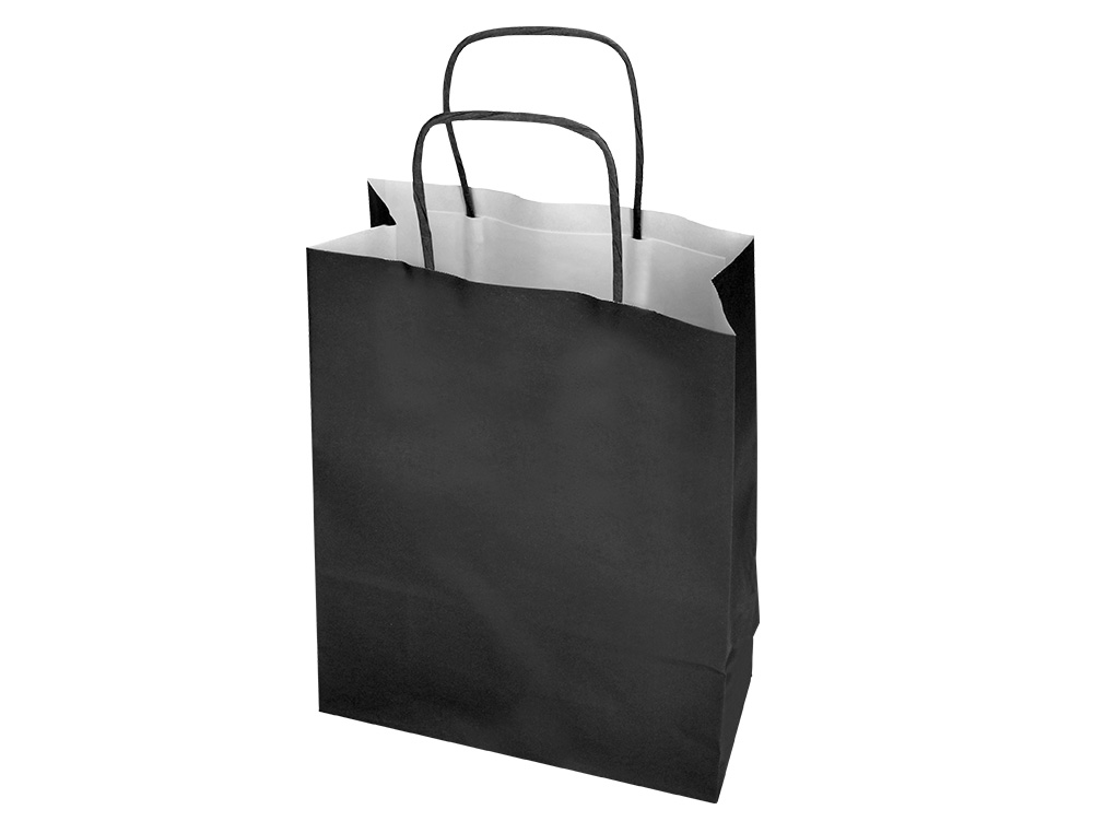 SACO DE PAPEL Q-CONNECT CELULOSE PRETO M COM ASA TORCIDA 270X370X12 MM