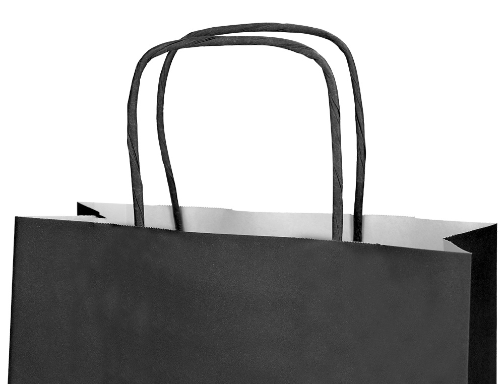 SACO DE PAPEL Q-CONNECT CELULOSE PRETO M COM ASA TORCIDA 270X370X12 MM
