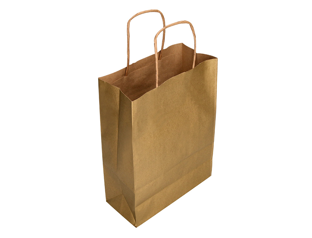 SACO DE PAPEL Q-CONNECT KRAFT OURO L COM ASA TORCIDA 320X400X140 MM