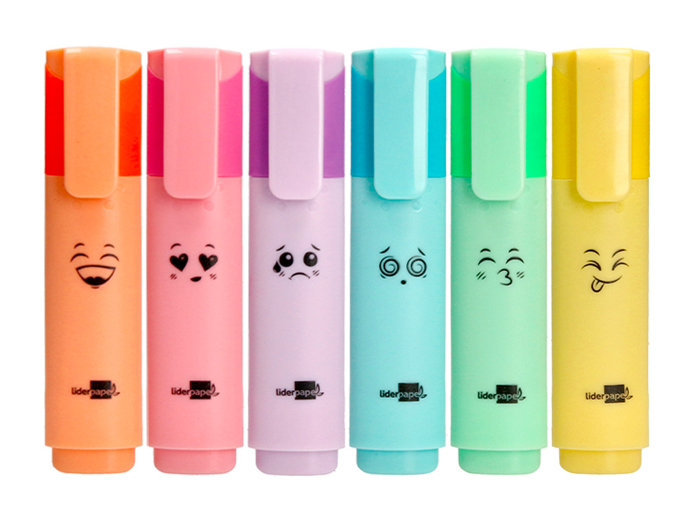 MARCADOR LIDERPAPEL FLUORESCENTE PASTEL PONTA BISELADA ESTOJO DE 6 UNIDADES CORES SORTIDAS