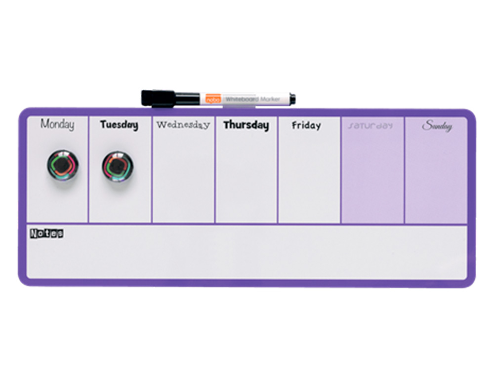 PLANIFICADOR SEMANAL NOBO MAGNETICO COR VIOLETA 140X360 MM