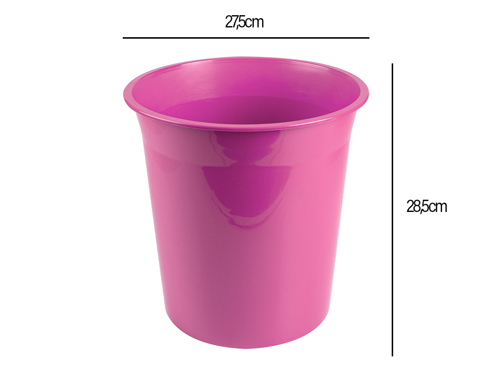 CESTO PLASTICO LIDERPAPEL ECOUSE 100% RECICLADO ROSA OPACO 13 LITROS