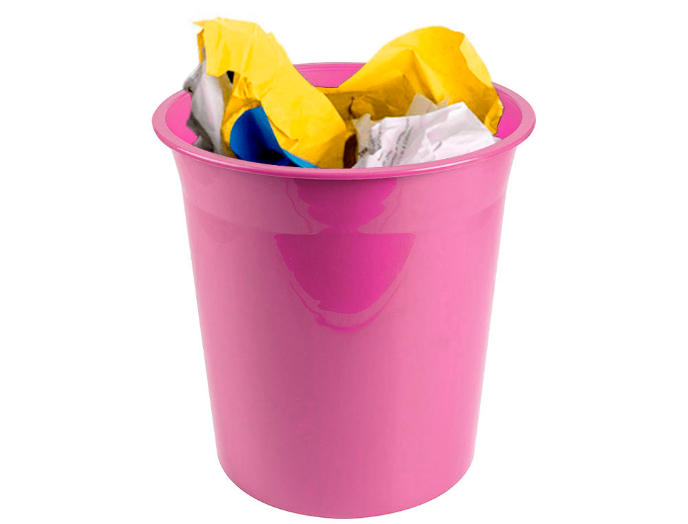 CESTO PLASTICO LIDERPAPEL ECOUSE 100% RECICLADO ROSA OPACO 13 LITROS