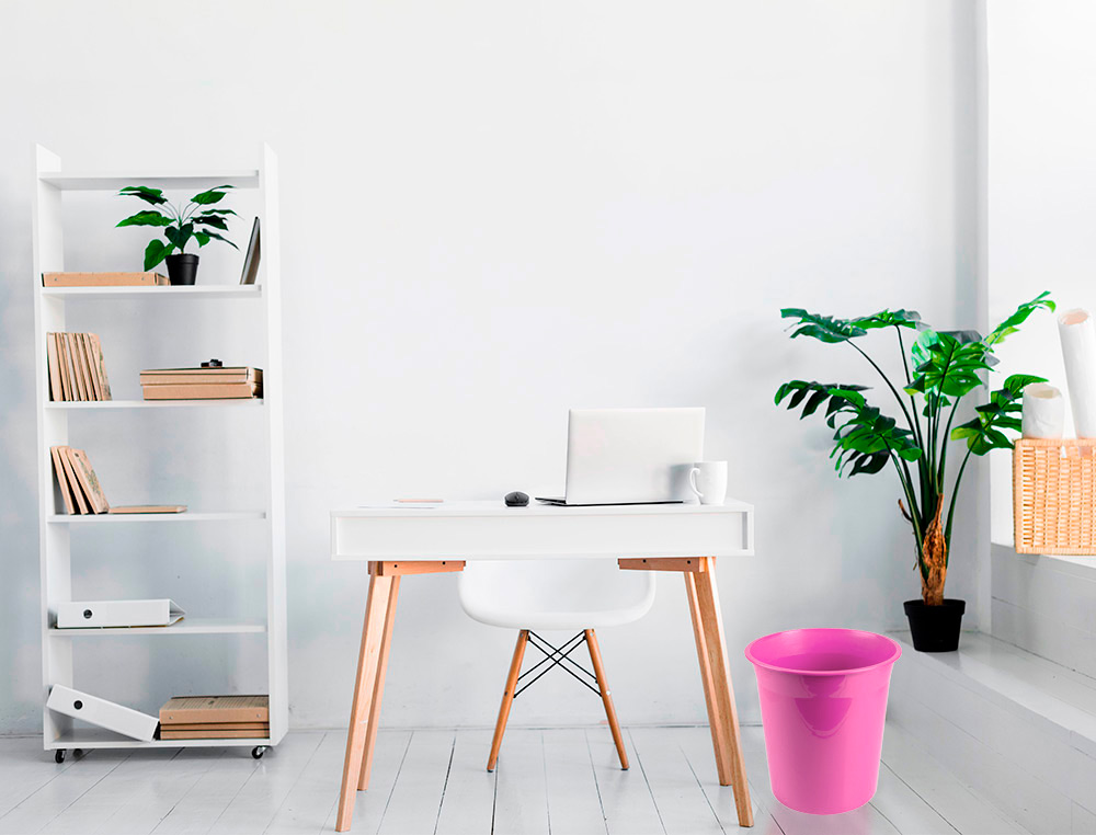 CESTO PLASTICO LIDERPAPEL ECOUSE 100% RECICLADO ROSA OPACO 13 LITROS