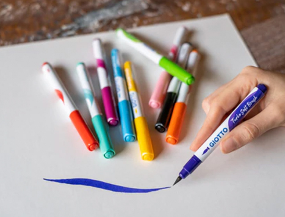 MARCADOR GIOTTO TURBO SOFT BRUSH PONTA DE PINCEL CAIXA DE 10 UNIDADES CORES SORTIDAS