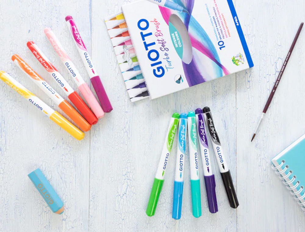 MARCADOR GIOTTO TURBO SOFT BRUSH PONTA DE PINCEL CAIXA DE 10 UNIDADES CORES SORTIDAS
