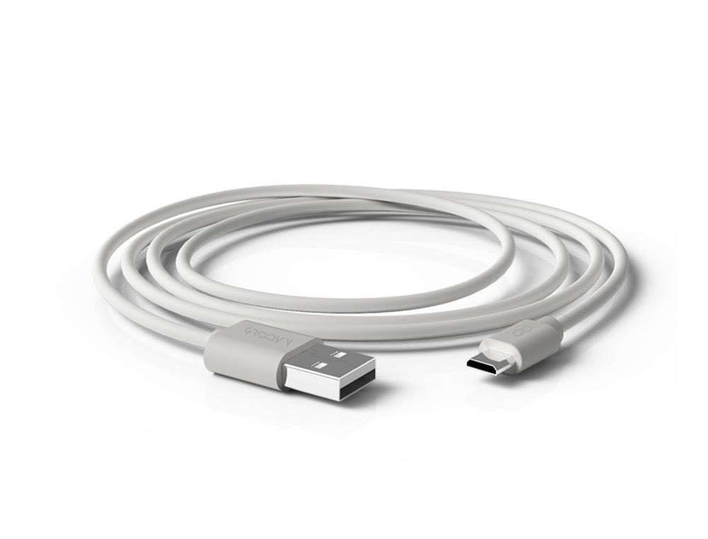 CABO GROOVY USB-A A MICRO USB COMPRIMENTO 1 MT COR BRANCO