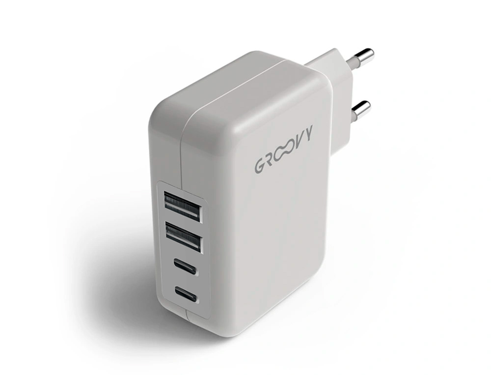 CARREGADOR DE PAREDE GROOVY 4 USB COR BRANCO