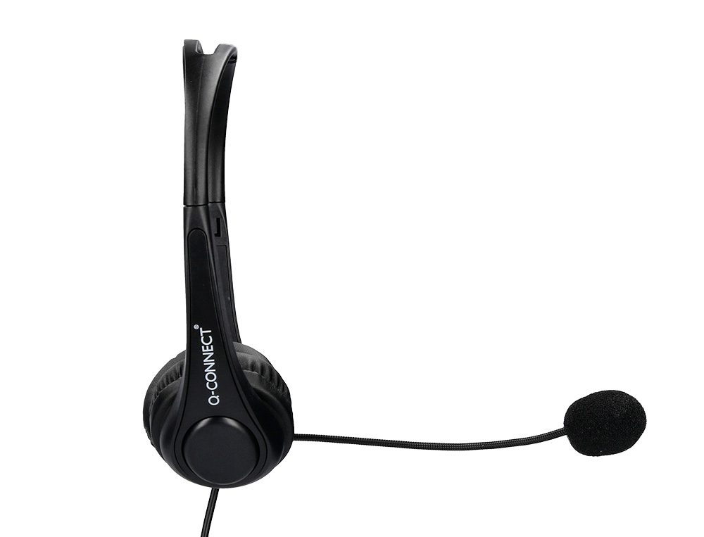 AURICULAR Q-CONNECT BIAURAL D IADEMA USB COM MICROFONE E CONTROLO DE VOLUME CONEXAO USB COR PRETO