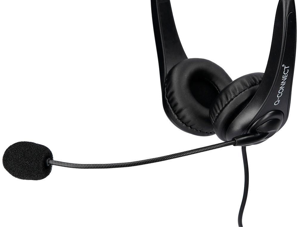 AURICULAR Q-CONNECT BIAURAL D IADEMA USB COM MICROFONE E CONTROLO DE VOLUME CONEXAO USB COR PRETO