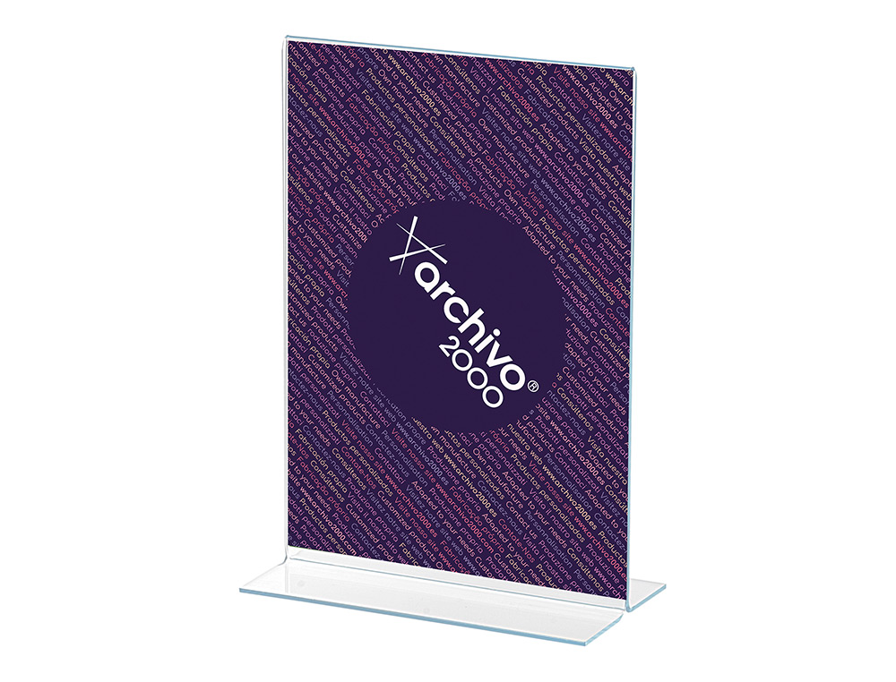 EXPOSITOR DE SECRETARIA ARCHIVO 2000 COM FORMA T POLIESTIRENO TRANSPARENTE DIN A3 VERTICAL DUPLA FACE 115X300X425 MM