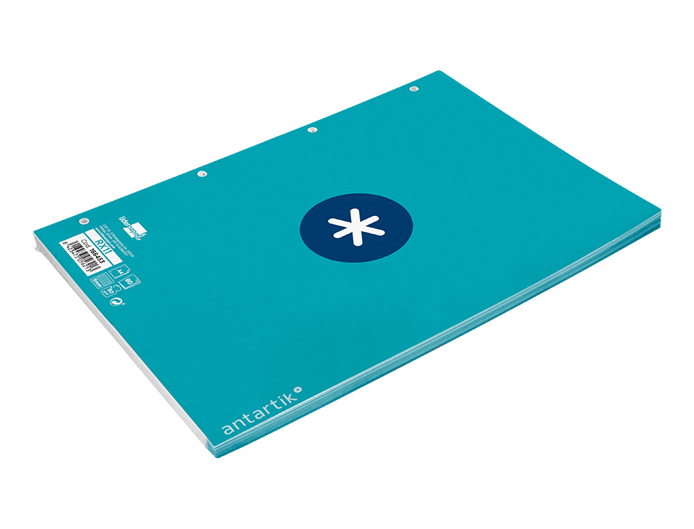 RECARGA A4 ANTARTIK 80 FOLHAS 90G/M2 QUADRICULA 5MM 4 FUROS 1 BANDA COM MOLDURA COR TURQUESA