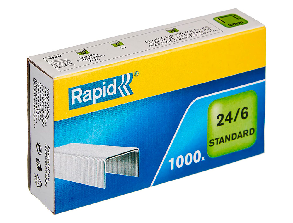 AGRAFES RAPID 24/6 MM GALVANIZADOS CAIXA DE 1000 UNIDADES