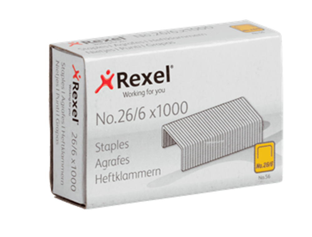 AGRAFES REXEL 26/6 MM GALVANIZADOS CAIXA DE 1000 UNIDADES