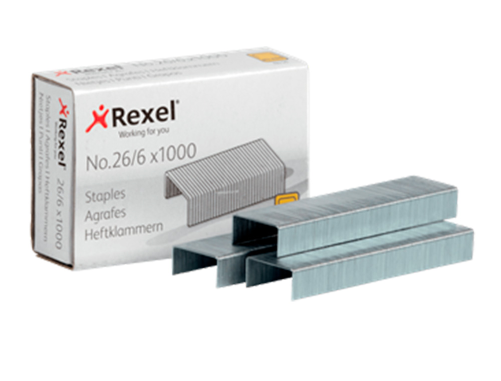 AGRAFES REXEL 26/6 MM GALVANIZADOS CAIXA DE 1000 UNIDADES