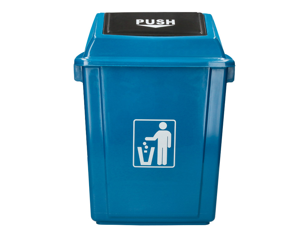 CONTENTOR DE LIXO Q-CONNECT PLASTICO COM TAMPA DE EMPURRAR 20 LITROS 340X240X450 MM AZUL