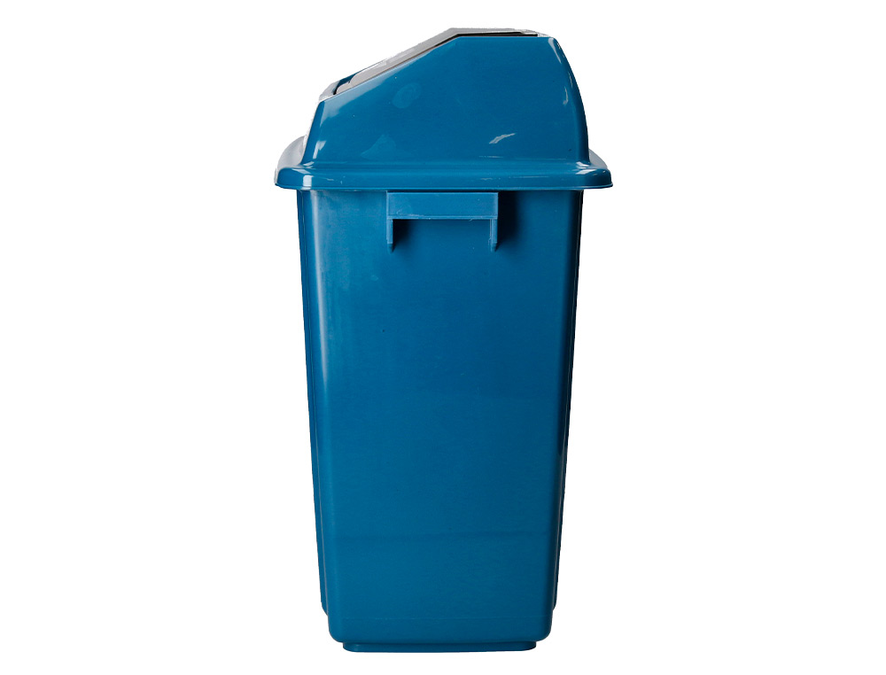 CONTENTOR DE LIXO Q-CONNECT PLASTICO COM TAMPA DE EMPURRAR 20 LITROS 340X240X450 MM AZUL