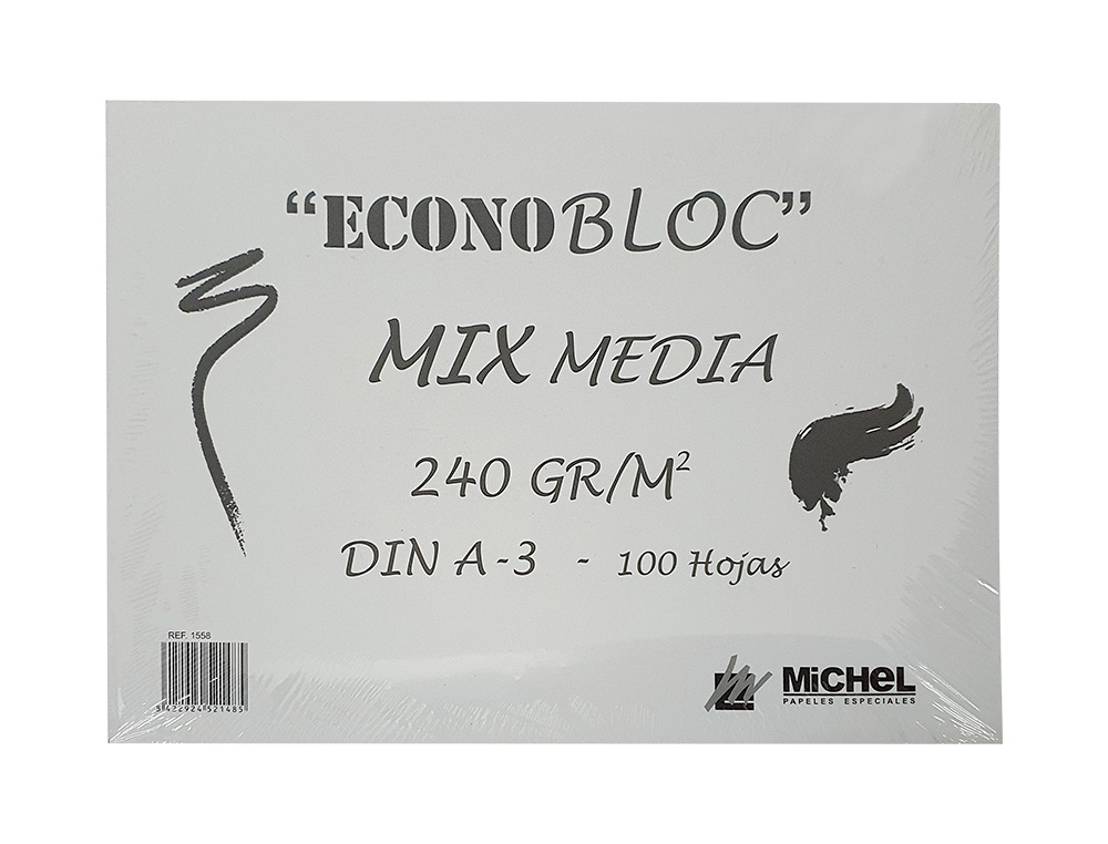 BLOCO DE DESENHO MULTITECNICAS MICHEL ECONOBLOC MIX MEDIA DIN A3 COLADO 100 FOLHAS 240 GR 297X420 MM