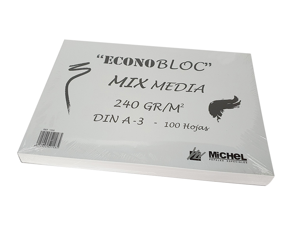 BLOCO DE DESENHO MULTITECNICAS MICHEL ECONOBLOC MIX MEDIA DIN A3 COLADO 100 FOLHAS 240 GR 297X420 MM