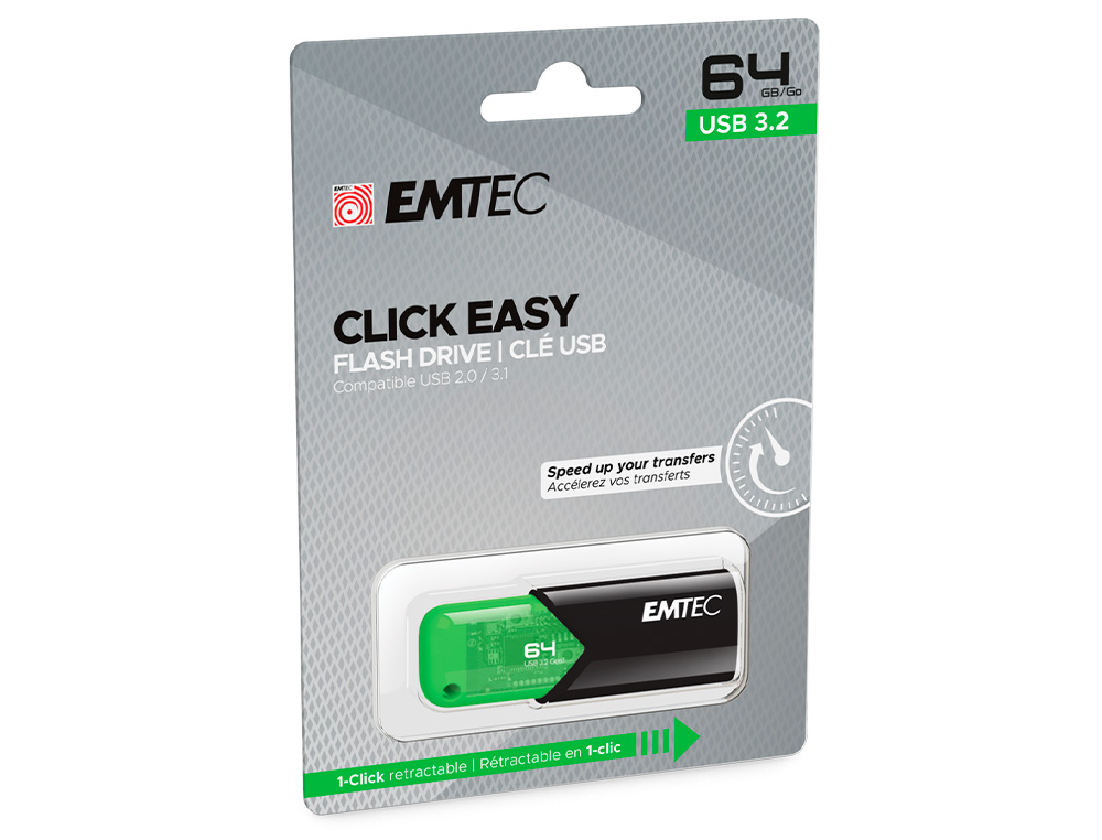 PEN DRIVE EMTEC USB 3.2 CLICK EASY 64 GB VERDE