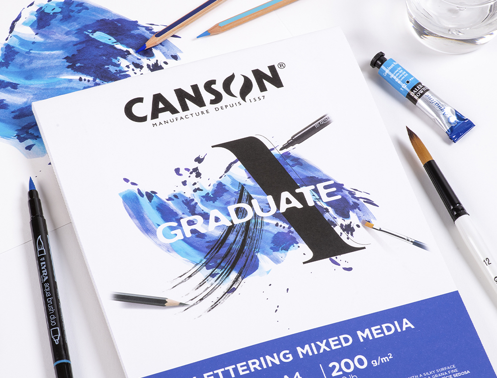 BLOCO DE DESENHO MULTI TECNICAS CANSON GRADUATE LETTERING MIXED MEDIA 210X297 MM CM 20 FOLHAS 200 GR