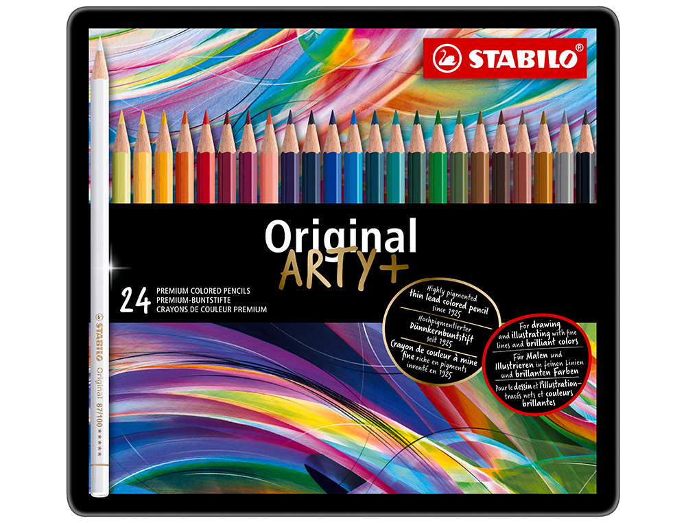 LAPIS DE COR STABILO AGUARELAVEIS ORIGINAL ARTY ESTOJO METALICO DE 24 CORES SORTIDAS