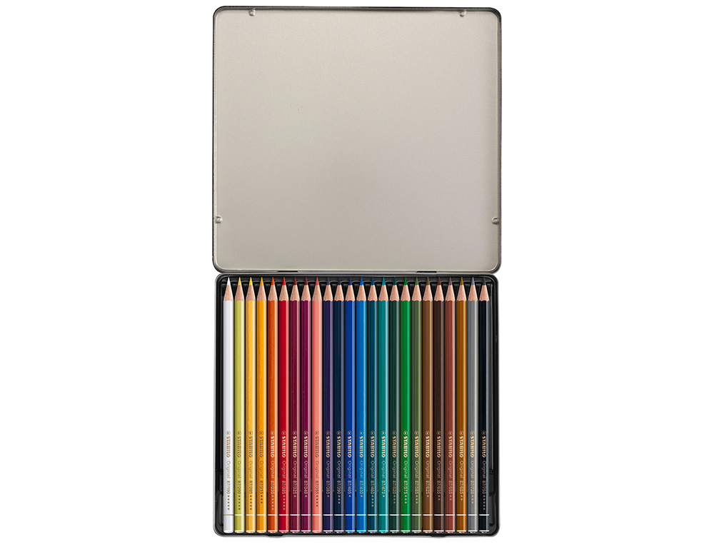 LAPIS DE COR STABILO AGUARELAVEIS ORIGINAL ARTY ESTOJO METALICO DE 24 CORES SORTIDAS