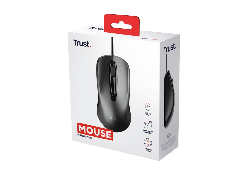 RATO TRUST BASIC OTICO 4 BOTOES 1200 DPI USB 2.0 COR PRETO
