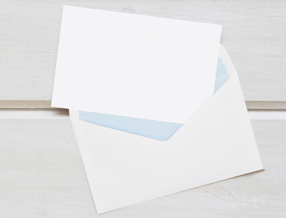 ENVELOPE LIDERPAPEL BRANCO COM FUNDO 95X162 MM ENGOMADO ABA EM BICO EMBALAGEM DE 25 UNIDADES
