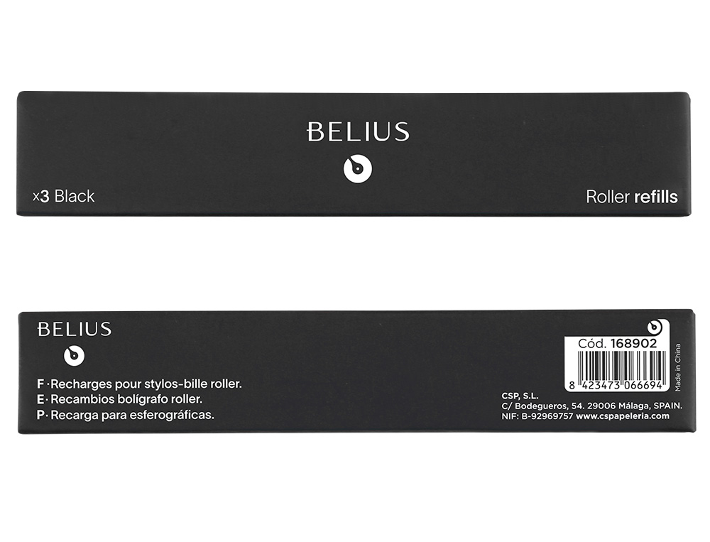 RECARGA ROLLER BELIUS PRETO 0,7 MM CAIXA 3 UNIDADES