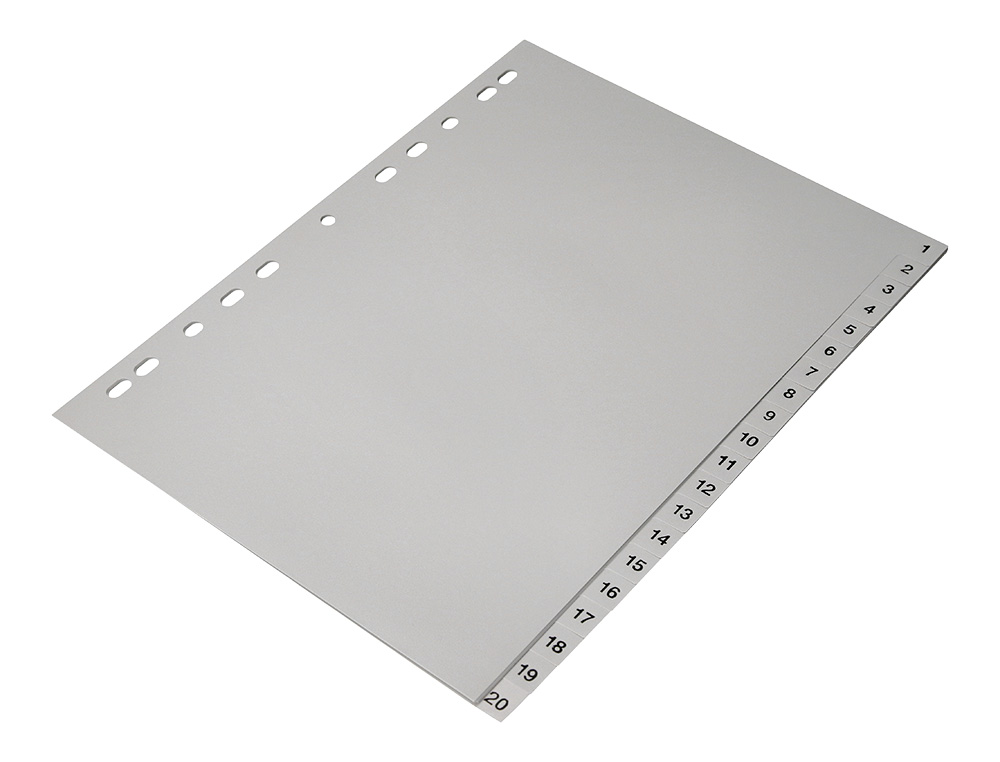 SEPARADOR NUMERICO Q-CONNECT PLASTICO 1-20 CONJUNTO DE 20 SEPARADORES DIN A4 MULTIPERFURADOS