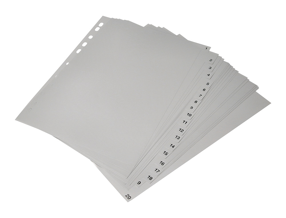 SEPARADOR NUMERICO Q-CONNECT PLASTICO 1-20 CONJUNTO DE 20 SEPARADORES DIN A4 MULTIPERFURADOS