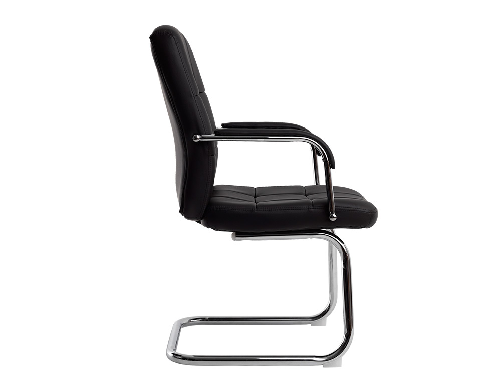 CADEIRA DE ESCRITORIO Q-CONNECT PIAVE IMIT DE PELE BASE METAL ALT MAX 1050 MM LARG 610 MM PROF 680 COR PRETO