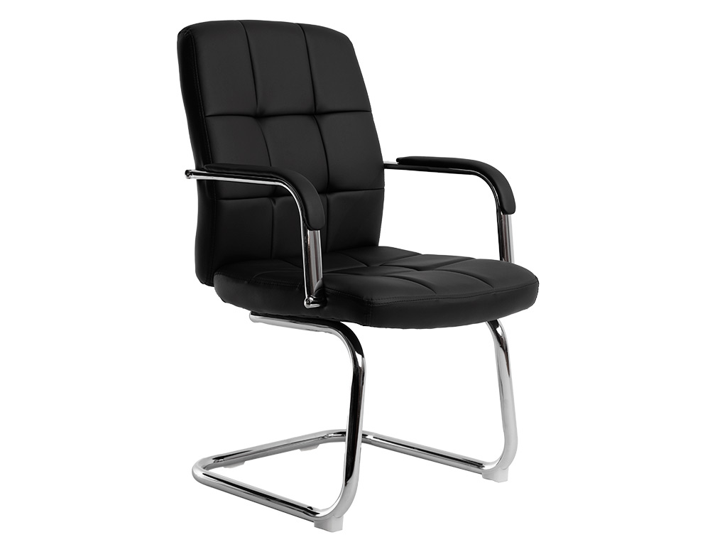 CADEIRA DE ESCRITORIO Q-CONNECT PIAVE IMIT DE PELE BASE METAL ALT MAX 1050 MM LARG 610 MM PROF 680 COR PRETO
