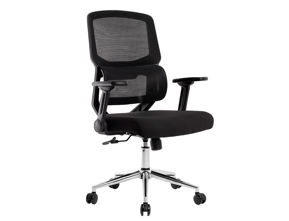 CADEIRA DE ESCRITORIO Q-CONNECT LUCCA MALHA BASE METAL ALT MAX 1090 MM LARG 700 MM PROF 650 MM RODAS PREMIUM COR PRETO