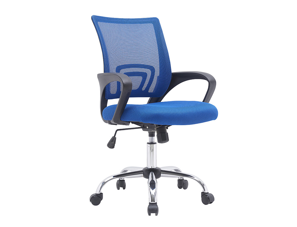 CADEIRA DE ESCRITORIO Q-CONNECT MALHA BASE METAL ALT MAX 1000 MM LARG 560 MM PROF 570 MM RODAS PREMIUM COR PRETO/AZUL