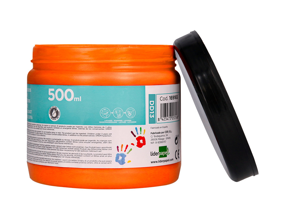PINTURA A DEDOS LIDERPAPEL FRASCO DE 500 ML LARANJA