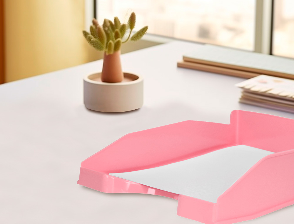 TABULEIRO DE SECRETARIA Q-CONNECT PLASTICO ROSA PASTEL OPACO