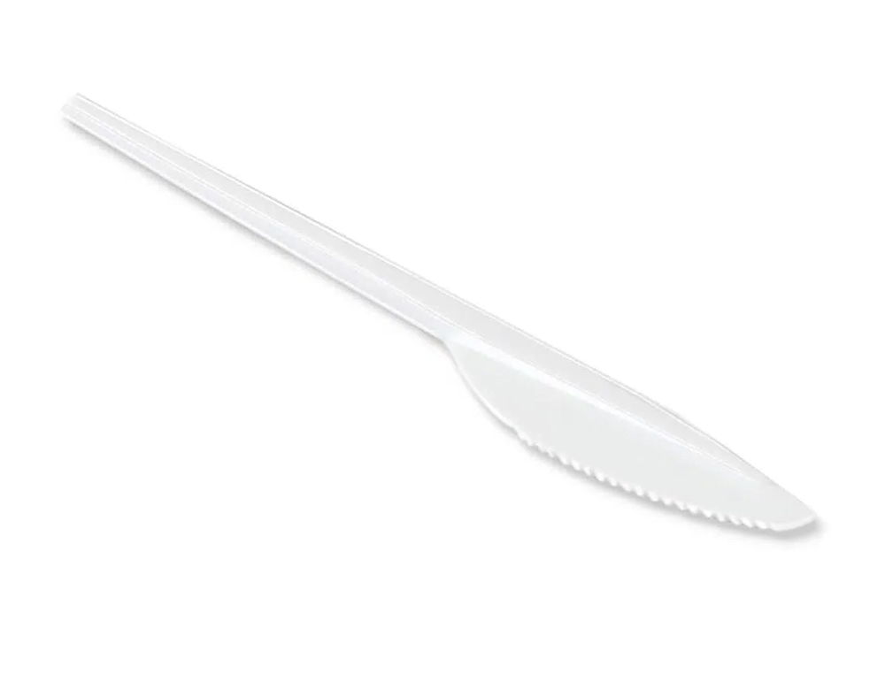 FACA DE PLASTICO BRANCO REUTILIZAVEL PACK DE 100 UNIDADES