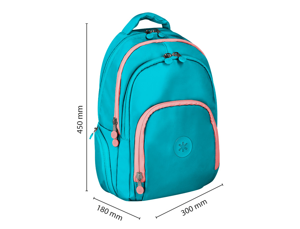 MOCHILA ANTARTIK MULTIBOLSO 19L COMPARTIMENTO PARA PORTATIL E TABLET COR TURQUESA 450X160X300 MM